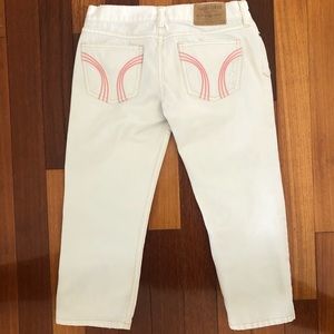 Hollister White Denim Cropped Pants